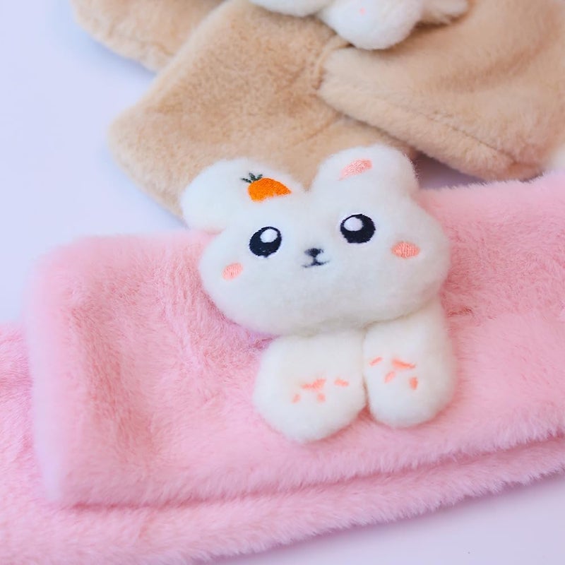 Ruby&Tang Toddler Girl Scarf Warmer Kids Bunny Scarves Outdoor Furry Rabbit For Children 2t 3t 4t 2-9Years - Image 5